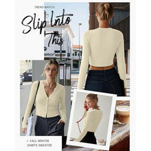 Load image into Gallery viewer, Neer Cream White Cotton Knit Long Sleeve Tops, LARGE, 6D-170T007