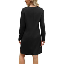 Load image into Gallery viewer, Long Sleeve V Neck Tshirt Dress Side Split, SMALL, 12H-176D001