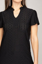 Load image into Gallery viewer, Nuvi Apparel Embroidered eyelet blouse with ruffle