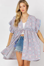 Load image into Gallery viewer, Davi &amp; Dani PRINTED SHORT SLEEVE RUFFLE KIMONO