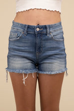 Load image into Gallery viewer, ZENANA Mid Rise Raw Frayed Hem Denim Shorts