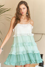 Load image into Gallery viewer, ADORA Swiss Dot Ruffled Tiered Mini Dress