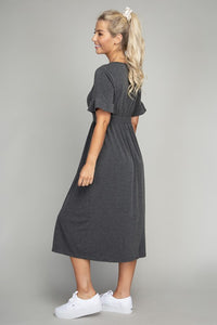 Nuvi Apparel Button Trim Knit Midi Dress