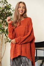 Load image into Gallery viewer, Davi &amp; Dani Openwork Side Slit Drop Shoulder Knit Cover Up