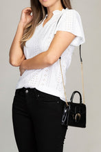 Load image into Gallery viewer, Nuvi Apparel Embroidered eyelet blouse with ruffle