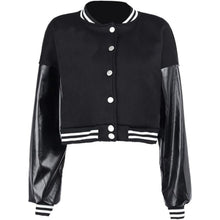 Load image into Gallery viewer, Color block Crop Fleece Baseball Jacket, Medium, 21H-196T005