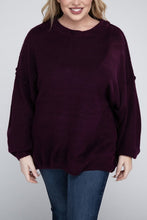 Load image into Gallery viewer, ZENANA Plus Oversized Round Neck Raw Seam Melange Sweater