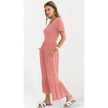 Load image into Gallery viewer, Short Sleeve Maxi Dress Crewneck Casual dress, SMALL, 1EE-165D006