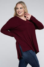 Load image into Gallery viewer, ZENANA Plus Dolman Sleeve V-Neck Side Slit Hi-Low Hem Top