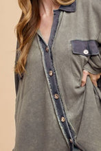 Load image into Gallery viewer, Annie Wear Waffle-Knit Mineral Washed Button Down Shirt