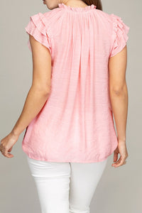 Nuvi Apparel Ruffle trim blouse