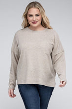 Load image into Gallery viewer, ZENANA Plus Ribbed Brushed Melange Hacci Sweater