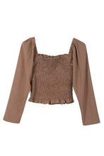 Load image into Gallery viewer, Lilou LS square neck smocking top