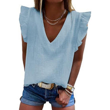 Load image into Gallery viewer, Cute V Neck Ruffle Sleeveless Shirts Elegant Tank Top, 2XL, 2C-1013T007 132