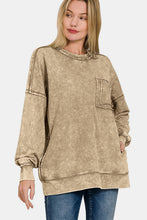 Load image into Gallery viewer, Zenana Exposed Seam Round Neck Dropped Shoulder Sweatshirt
