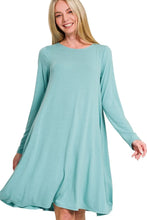 Load image into Gallery viewer, Long Sleeve Flare Dress With Pockets Front