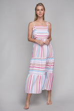 Load image into Gallery viewer, Nuvi Apparel Striped Print Ruffle Hem Cami Dress