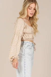 Lilou LS square neck floral crop top