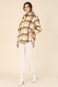 Lilou Plaid sherpa jacket with pockets