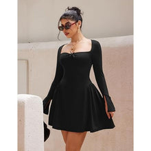 Load image into Gallery viewer, Long Sleeve Sweetheart Neck A-line Ruffle Hem Mini Dress, XL, 6B-142D010