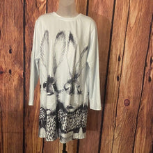 Load image into Gallery viewer, White Long Sleeve Rabbit Print Dress, Small, 3C-1312D001