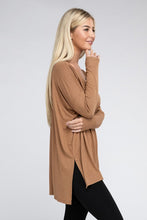 Load image into Gallery viewer, ZENANA Dolman Long Sleeve V-Neck Side Slit Hi-Low Hem Top