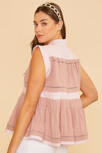 Load image into Gallery viewer, Annie Wear Contrast Trim Peplum Button Detail Blouse