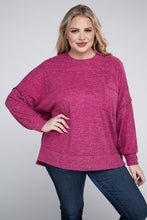 Load image into Gallery viewer, ZENANA Plus Brushed Melange Drop Shoulder Sweater