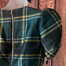 Load image into Gallery viewer, Plaid Green Mini Puff Sleeves Dress, size 10, 9H-143D023