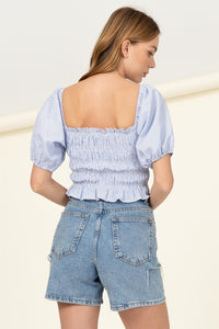 HYFVE COTTON CANDY SMOCKED STRIPED CROP TOP