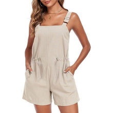 Load image into Gallery viewer, Beige Overalls Adjustable Strap Drawstring Waist Overalls, XXL, 20D-170R001