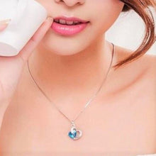 Load image into Gallery viewer, Aqua Blue Heart pendant necklace crystal jewelry, 10E-J006