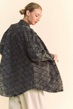 Load image into Gallery viewer, Davi &amp; Dani Curved Hem Diamond Quilted Button Up Denim Shacket