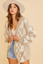 Load image into Gallery viewer, Annie Wear Checkered Open Front Drop Shoulder Cardigan