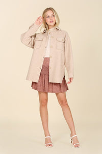 Lilou Light beige shacket with pockets