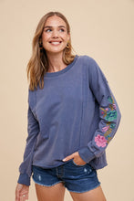 Load image into Gallery viewer, Annie Wear Embroidered Long Sleeve French Terry Top