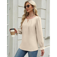 Load image into Gallery viewer, Long Sleeve Khaki Casual Blouses Basic Loose Fit V Neck Top, XL, 11F-194T011