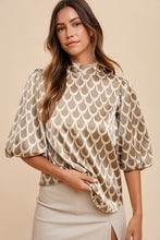 Load image into Gallery viewer, Annie Wear Tie Back Abstract Print Mock Neck Half Sleeve Blouse