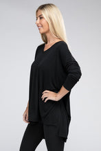 Load image into Gallery viewer, ZENANA Dolman Long Sleeve V-Neck Side Slit Hi-Low Hem Top