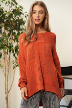 Load image into Gallery viewer, Davi &amp; Dani Openwork Side Slit Drop Shoulder Knit Cover Up