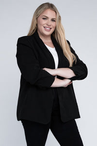 eesome Plus Shawl Lapel Blazer