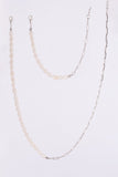 Lilou Natural pearl chain bracelet, necklace set - sil