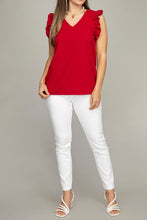 Load image into Gallery viewer, Nuvi Apparel V neck ruffle sleeve Tee shirt