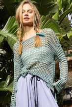 Load image into Gallery viewer, POL Side Slit Openwork Long Sleeve Knit Cover Up