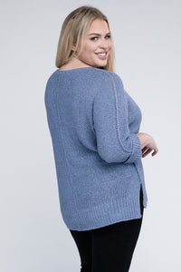 eesome Plus Size Crew Neck Knit Sweater