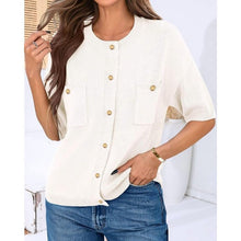 Load image into Gallery viewer, Short Sleeve Button Up Y2k Crew Neck Lightweight Knit Shirt, Medium, 8G-189T001