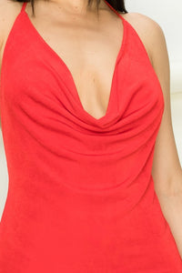 HYFVE COWL HALTER NECK BACKLESS MINI DRESS