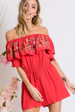 Load image into Gallery viewer, Davi &amp; Dani Floral Embroidered Off Shoulder Romper