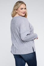 Load image into Gallery viewer, ZENANA Plus Ribbed Brushed Melange Hacci Sweater