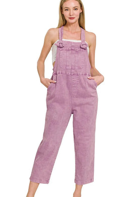 Washed Knot Strap Relaxed Fit Overalls